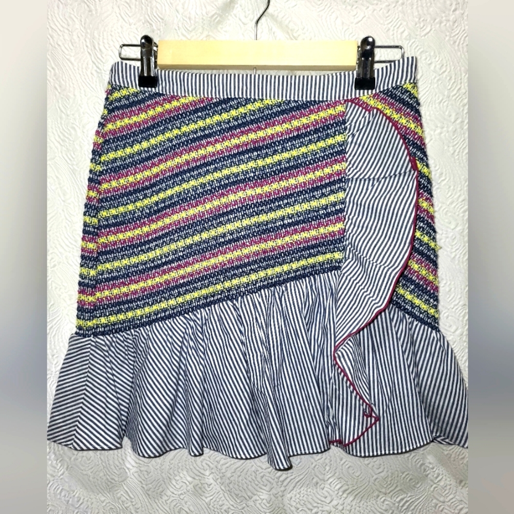 Parker jordon fitted smocked ruffle trim mini skirt